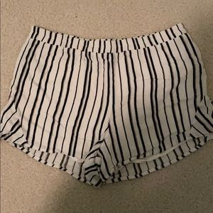Gray white and black striped shorts